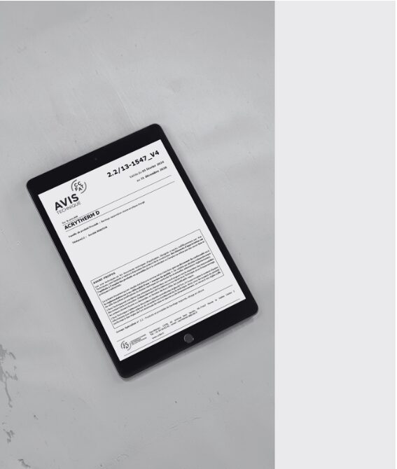 Références et documentation techniques du produit Acrytherm.
